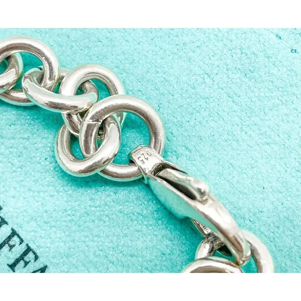 Tiffany & Co. Hallmarked Sterling Silver Oval Link Bracelet 6.75" w/ Pouch - Picture 6 of 10